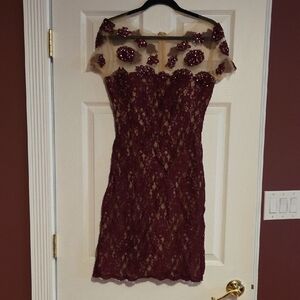 Elegant Burgundy Lace Dress
